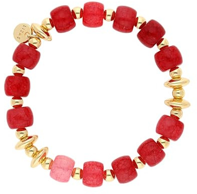 Lizas Schmuckarmband rot/aprikot Armband Perlenarmband verschiedene Modelle (rot mit gold)