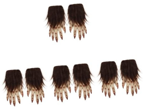 PACKOVE 4 Paar Halloween Wolfsklauen Handschuhe Plüsch Wolfsklauen Handschuhe Wolf Kostüm Handschuhe Requisiten Warme Plüschhandschuhe Verdickte Handschuhe Handflächenhandschuhe