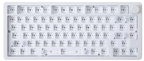 GK GAMAKAY TK75PRO 75% Aluminum Alloy Mechanical Keyboard Kit with Knob Control, Gasket-Mounted 81 Keys Hot Swap Tri-Mode Bluetooth/Type-C/2.4G RGB Customized Keyboard DIY Base Kit (TK75PRO, White)