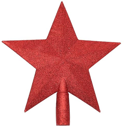 15CM Red Star Tree Topper Christmas Tree Decoration Glitter Tree Top Mini Star Christmas Tree Topper Treetop for Christmas Tree Ornaments