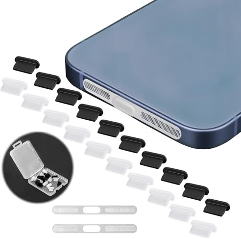 20 Pack Tapones Antipolvo para iPhone, Cubierta de Puerto Fundas de Silicona para Tapón Antipolvo para Teléfono Compatible con iPhone 14 13 12 11 Pro MAX SE XR 8 Plus Mini 8 7 iPad Airpods