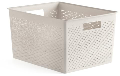 TATAY Aufbewahrungsbox Ecohome Integrierte Griffe Robuster Kunststoff | Aufbewahrungsbox Haushalt | Volumen 20 L | 30x39x21,5 cm | Optimale Belüftung | Stapelbares modulares System