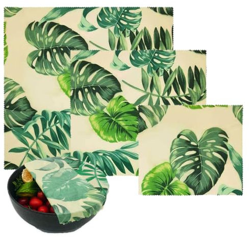 GmeDhc 3 Piezas Papel Encerado, Envoltorio Cera De Abeja, Papel Encerado para Alimentos, Sándwich,Queso,Frutas etc.Reutilizable Envolver, Lavables(S/M/L 3 tamaños)