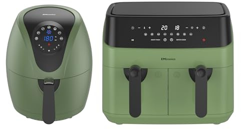 Emtronics Kitchen Set - Dual Drawer 9L & Single 4.5L Air Fryer - Sage Green