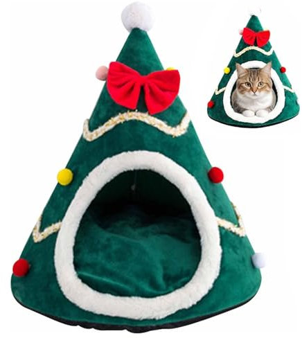 Christmas Bauble Pet Beds, Weihnachtsbaum Katzenhöhle, Weihnachten Katzenbett Katzenhaus, Weihnachten Hundebetten, Weich Weihnachtsbaum Haustierbett Hundesofa Katzensofa für Katzen Hunde (Grün, M)
