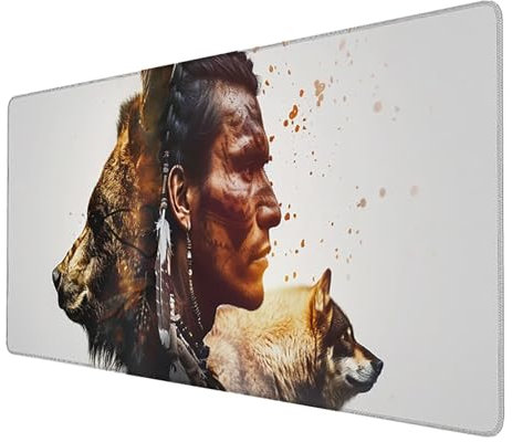 Tapis de Souris xxl 1000x500x3mm de Jeu Etendu Large Durable, Grand Tapis Souris Gamer Imperméable (indien) Grande Protection de Bureau étendue pour la Maison, Le Bureau, la Salle de Jeux(Blanc) E-F-0