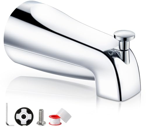 Bathtub Faucet Easy to Install Tub Spout with Diverter,American Standard Tub Faucet Replacement Fits 1/2 Copper Water Tube(5/8 Diameter) with Hex Wrench Chrome Finish