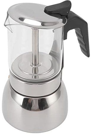 RASTKY Italiana de Cristal Moka Pot de Acero Inoxidable Resistente Al Calor, Fácil de Limpiar para Uso Doméstico y Cafetería (300ML)