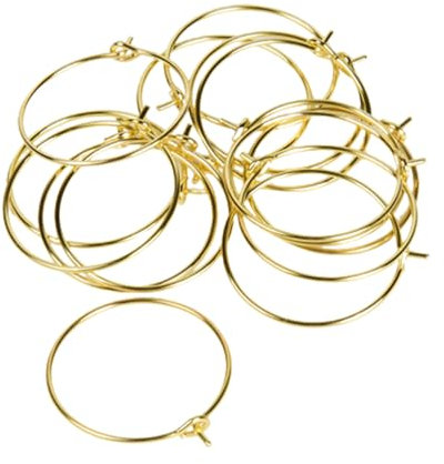 100Pcs Champagne Wine Glasses Charm Rings Metal Earrings Circle Wire Rings Hoops For Gift Party Drink Wine Labeling(30 Mm,Gold) Nice and Deft