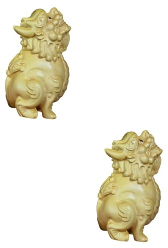 Garneck 2St Ornamente bürodeko büro Dekoration wohnungsdeko Holzdekoration verkleidung Gnom süßes stationäres Hund groß künstlich Holzschnitzerei Handwerk Bastelfigur aus Holz Buchsbaum