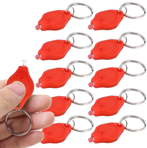 LEPEVNEY Portachiavi con mini torcia LED UV, torcia elettrica e rilevatore di denaro, compatto e portatile, 10 pezzi, rosso