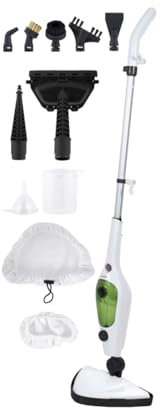 Scopa a Vapore Multifunzione 10 in 1, Pulitore a Vapore con Accessori, Bianco e Verde