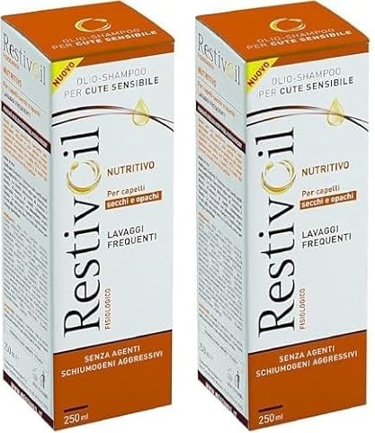 RestivOil Shampoo Fisiologico Nutriente per Capelli, Olio Fisiologico con Azione Idratante Protettiva e Riparatrice, per Capelli Secchi e Opachi, 250 ml (Confezione da 2)