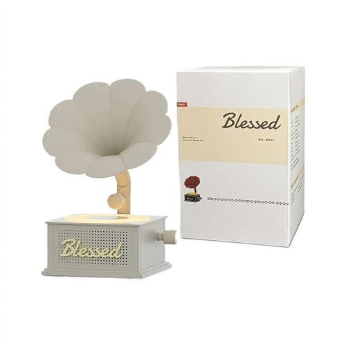 Retro-Phonograph-Grammophon-Plattenspieler, mit Bluetooth, Phonograph und CD-Wiedergabe, Messinghorn mit Holzsockel, 7 bunte Lichter, AXU, TF-Karte, integrierter Lautsprecher, Stereo-Musik-Player