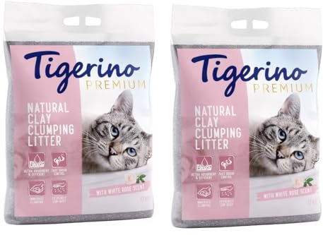 Litière Tigerino Premium, pour Chat, 2x12KG (Senteur Roses Blanches)