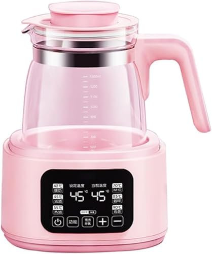 Smart Electric Kettle 1.3L | Quiet Boil & Fast Heating | LED Touch Screen & Temperature Control | 72H Keep Warm | 360° Chassis Heating | Milk Warmer & Tea Pot | Borosilicate Glass (Pink,A)