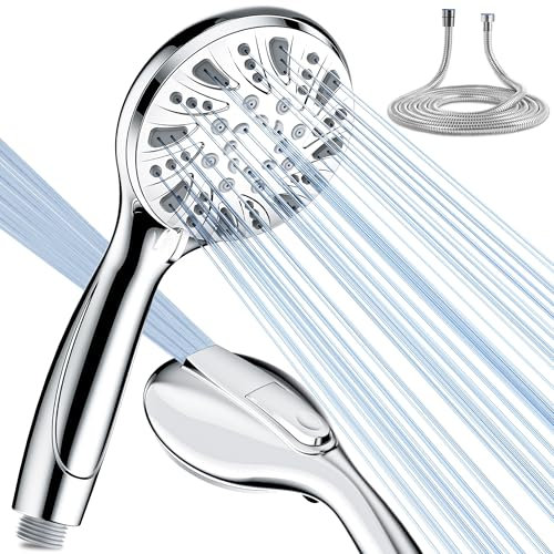 Magichome High Pressure 6-Mode Shower Head and 1.5m Hose | Premium Chrome-Plated Handheld Shower with Power Wash Mode for Bathroom Cleaning