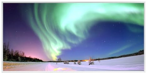 Behaglich Infrarotheizung Bild 1000W - Schnellwärmend in 1-3 Min. - Energieeffizient mit Überhitzungsschutz - Flüsterleise - TÜV & 10 Jahre Garantie - Motiv: [Polarlichter]