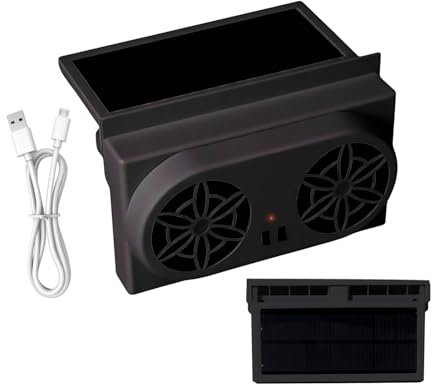Vibhgtf Solar Powered Car Fan - Cooling Car Ventilator Vehicle Exhaust Fan | Electric Cooling Rechargeable Ventilator for Travel Outdoor RV Driving