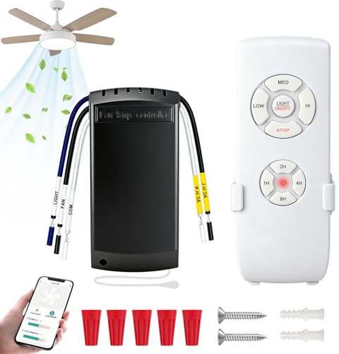 HOISGEAR Kit telecomando universale WiFi per ventilatore da soffitto con funzione muto, timer e controller Smart Life APP compatibile con Alexa