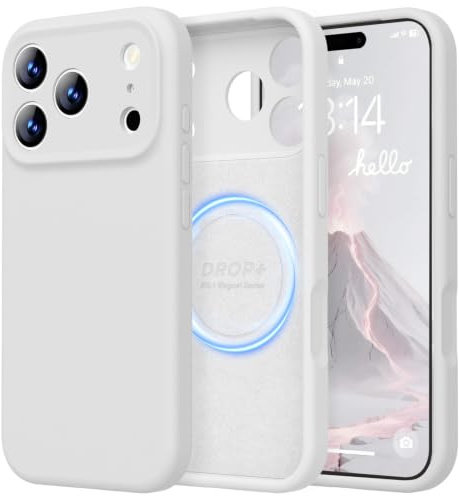 LOVE 3000 Designed for iPhone 17 Pro Max Case, Premium Silicone [Compatible with Magsafe][Soft Anti-Scratch Microfiber Lining] Shockproof Protective Phone Case for Lanyard 6.9, White