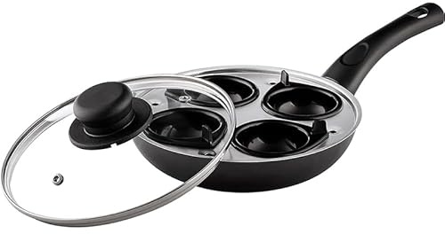 The Traditional Non-Stick Egg Poacher, 20cm, UK Made, Black (4 cup)