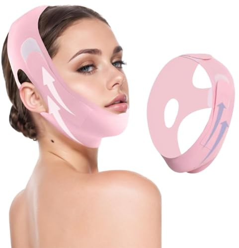 NJCXOLA Masque de levage visage,pour le visage V Line Masque,Masque En Forme De V Lifting Masque Visage,Peut être utilisé à tout moment,rose