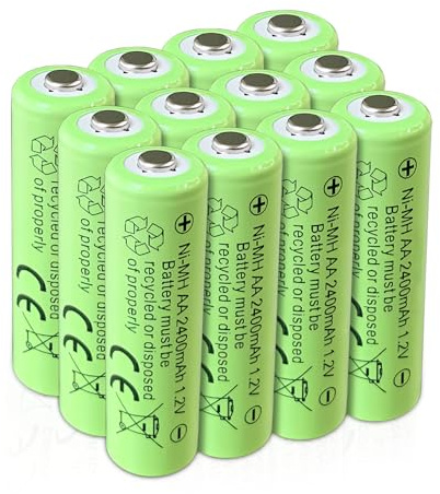 SPMST AA 1,2 V Ni-MH wiederaufladbare Batterien, 2400 mAh Solarbatterien, Double A vorgeladene Batterien für Solarleuchten im Freien, Wegeleuchten (12 Stück)