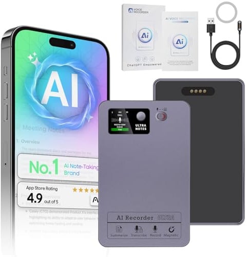 KI Digitales Diktiergerät, PlayDen 64G Diktiergerät für Vorlesungen, Meetings und Telefonate, KI-Transkription & Zusammenfassung, Unterstützung für 152 Sprachen, App-Steuerung und über 27 Vorlagen