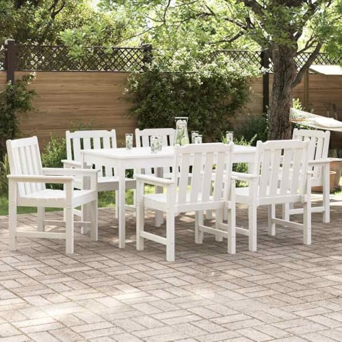 Ziaphsol Garten-Essstuhl 6er-Set Weiß, 65,5 x 59 x 88 cm, wetterfester Plastik Outdoor Stuhl für Balkon, Terrasse, Garten, Bequeme Terrassenstühle