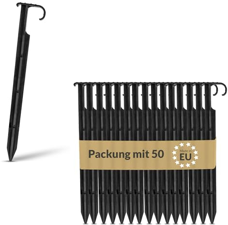 BAKOKI Set 50 markankare slanghållare 16–20 mm – droppbevattning rörhållare jordankare mikro-droppslang fastsättning jordspikar för bevattningssystem, plugggaffel, krok, jordspett | Tillverkad i EU