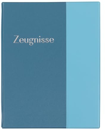 Idena 22089 - Zeugnismappe mit 10 Klarsichthüllen, Dokumentenmappe A4, Ringbuch in Pastell Blau, Mappe für Zeugnisse, Dokumente uvm.
