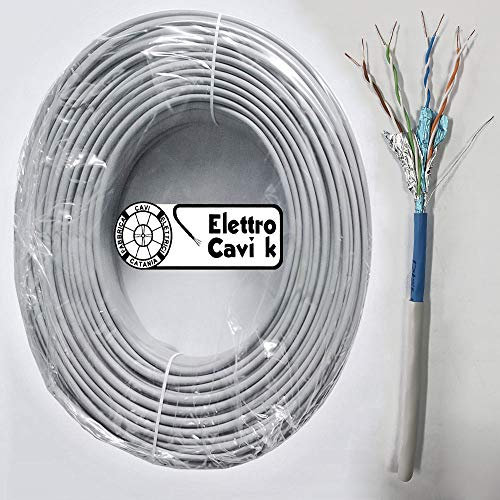 ® ELETTRO CAVI K - CAVO FTP CAT 6 SCHERMATO GRADO 4 DA ESTERNO DI RETE IN RAME PROFESSIONALE ETHERNET MODEM TELECAMERE RJ45 50 METRI