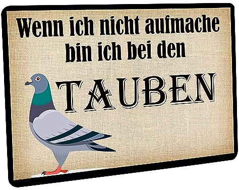 CreaLuxe Fussmatte - Wenn ich Nicht aufmache Bin ich bei den Tauben - 60x40cm, Bedruckt, Fußabtreter, Fußabstreifer für die Haustür, Fußmatte rutschfest