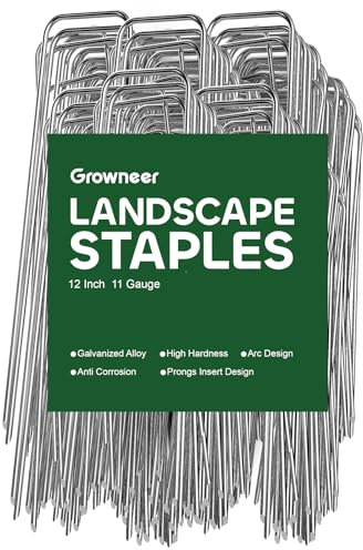 growneer schwere verzinktem Stahl Garten Heringe Heftklammern Sicherung Pegs für Sicherung Weed Stoff Landschaft Stoff Netz Zeltböden und Fleece 50-Pack 12 50-Pack 12