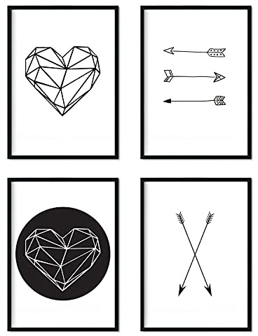 Nacnic-Set von 4 Blättern in den Rahmen in geometrischen Formen. A4 Größe Mit Marco.