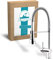 Calmwaters® Spiralfederarmatur für Spüle, Wasserhahn Küche, Geschirrbrause, flexible Spültischarmatur, Wassersparfunktion, Luftsprudler, Einhandmischer, Keramikkartusche, Messing, Chrom, 12PZ2451