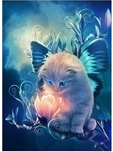 5D Diamond Painting Diamant Malerei Painting Bilder, Wowdecor Katze Elf Licht Tiere Full Set Groß DIY Diamant Gemälde Malen Nach Zahlen