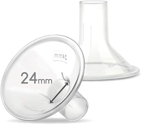 Maymom Myfit 24Mm Shields Compatible with Medela Breast Pump- Personalfit, Freestyle, Harmony, Maxi Connector; Connect to Widemouth/Narrow Connector, Personalfit/Freestyle Flex Connector; 2Pcs