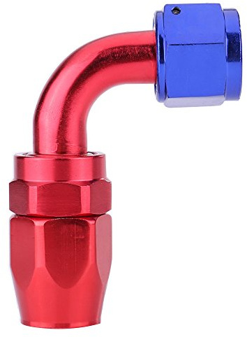Adattatore raccordo linea carburante auto, AN8 Raccordo tubo carburante in lega di alluminio Raccordo girevole adattatore radiatore olio Colore blu e rosso anodizzato(90°)
