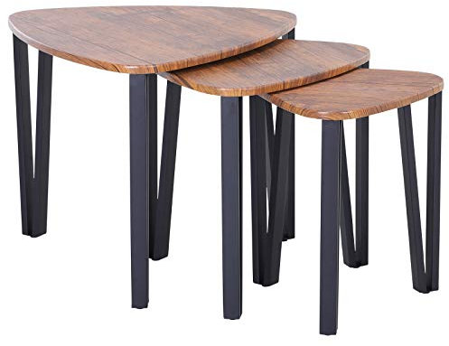 HOMCOM 3 Mesitas de Café Mesa de Centro Minimalista Patas de Acero con Funda de Plástico Mesa Nido para Salón Sofá 56x54.2x45.4cm
