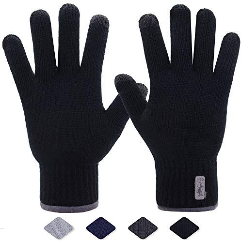 JSDing Herren Winterhandschuhe Thermo-Touchscreen Winddichte Handschuhe Winterhandschuhe für kaltes Wetter Zopfmuster-Winterhandschuhe für Touchscreens