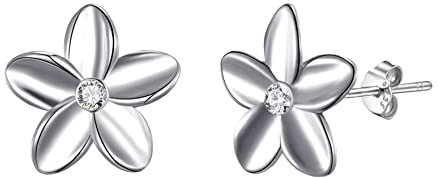 Philip Jones Sterling Silver Flower Earrings Created with Zircondia® Crystals