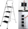 4 Trittleiterr Klappleiter Hocker Hochleistungsstahl No Slip Design Robustes breites Pedal Faltbar Platzsparend