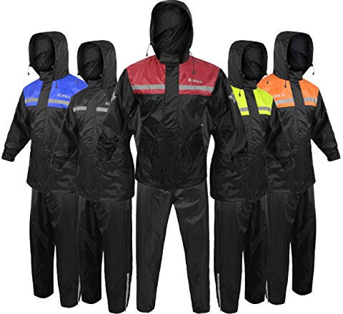 ALPHA CYCLE GEAR Rain Suit - Lightweight Waterproof Rain Gear for Men & Women, Adjustable Protective Rain Jacket and Trouser Suitable for All Sports & Outdoor Activities, Wind Resistant | (Large)
