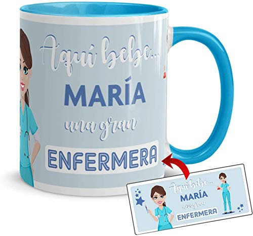 Kembilove Taza Enfermera – Tazas de café Personalizadas – Tazas Profesiones – Taza Café Aquí Bebe una Enfermera – Tazas Personalizadas con Nombre – Tazas navideñas Originales