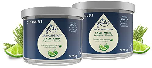 Glade Aromatherapy Candele, fragranza Calm Mind, pack da 2 candele da 260gr
