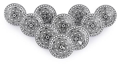 Ajuny Ceramic Knobs Printed Cupboard Door Drawer and Furniture Vintage Pulls for Kitchen Cabinets Bathroom Dresser Home and Office Pottery Decorative Knobs Set of 10, White Black