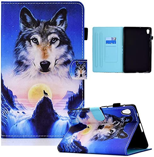 Rosbtib Case for Lenovo Tab M10 HD (2nd Gen) 10.1 2020 Tablet TB-X306X / TB-X306F,Slim PU Leather Stand Cover Flip Case with Card Pocket for Lenovo Tab M10 10.1 2020 Tablet, Wolf
