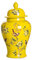 QULONG Classic Flower and Orcelana jarrones con Tapa, glaseado Jarra de Porcelana, Sala de Estar con gabinete de Vino Art General Jar Decoración del hogar,Amarillo,S